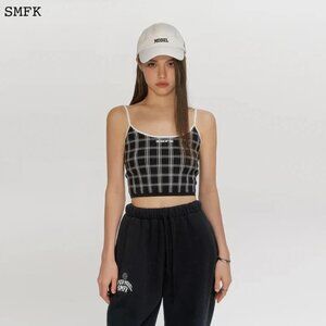 SMFK COMPASS BLACK and WHITE CHECKERED KNITTED VEST TANK TOP, Medium, NWT